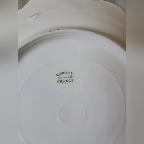 Antique 1880s Limoges French Porcelain Dessert Set of 4 Plates in Floral Motif - Picture 2 of 10